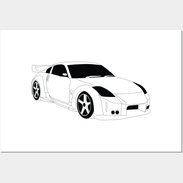 FF Nissan Fairlady Black Outline Wall Art by kindacoolbutnotreally